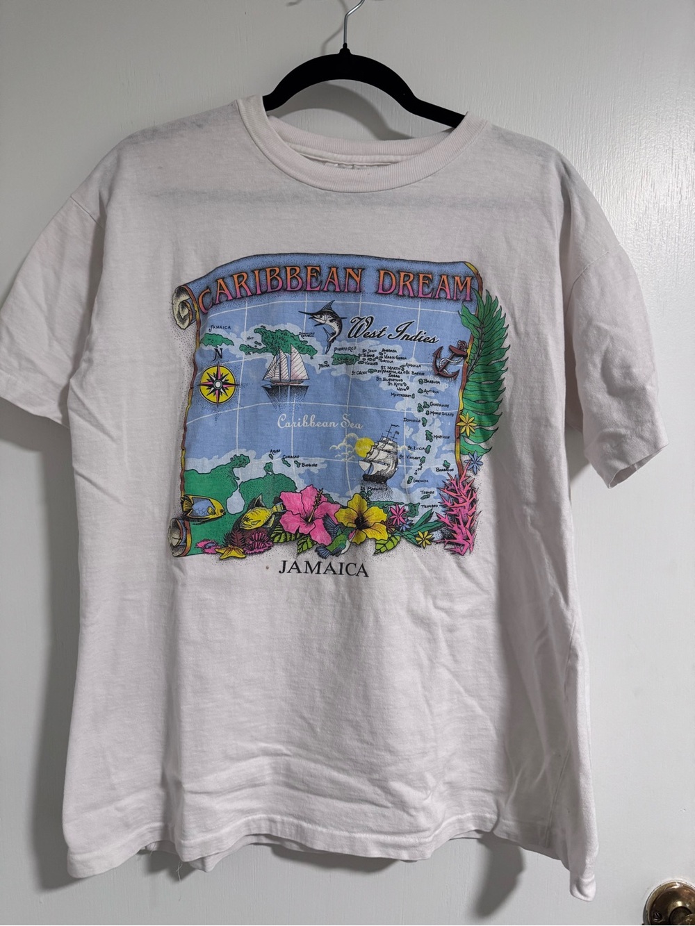 vintage t shirt single stitch xl mens Travel Preppy Extra Large Nautical Jamaica